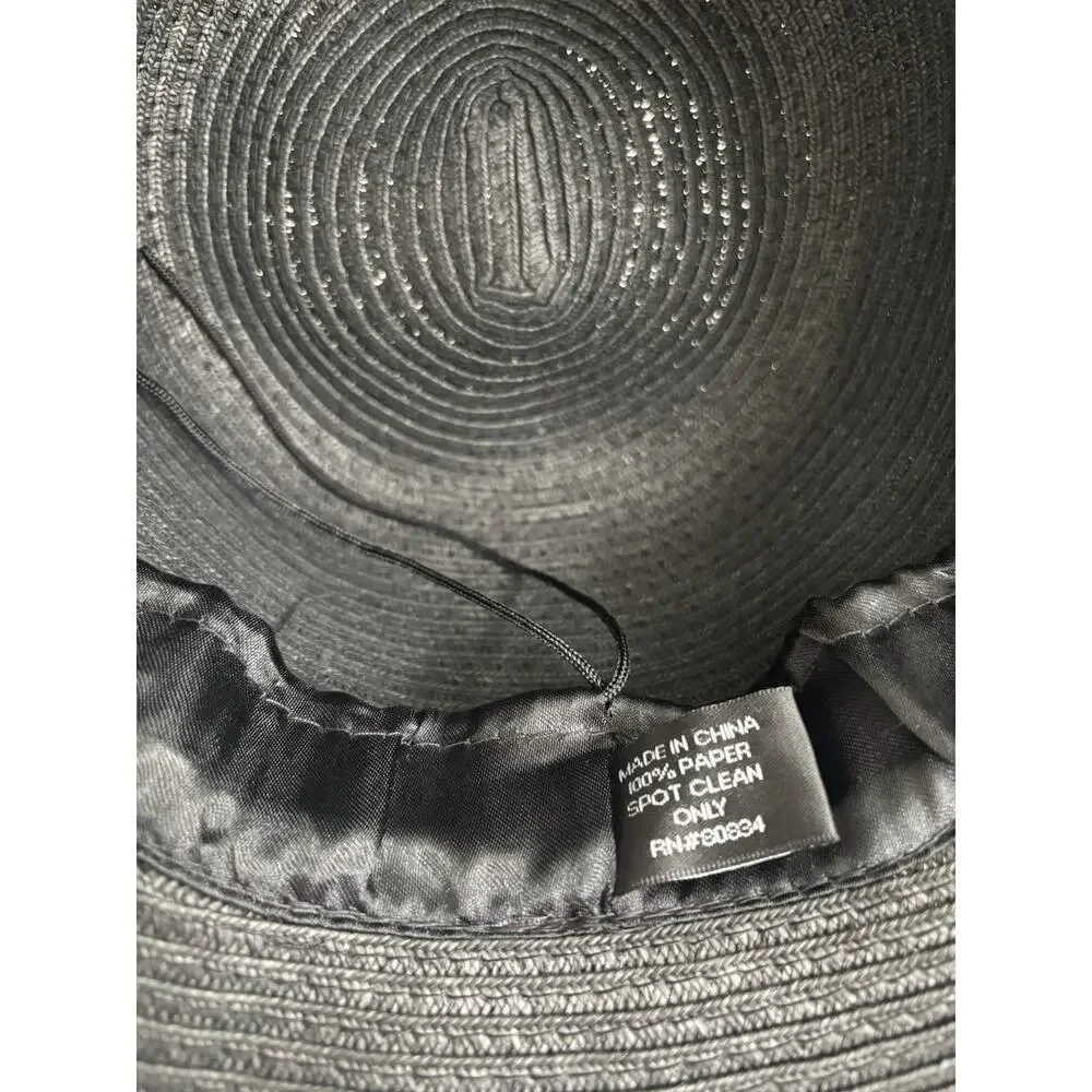 August Hat Company Black “Classic Kettle” Straw Sunhat, Braided Band - Picture 3 of 6